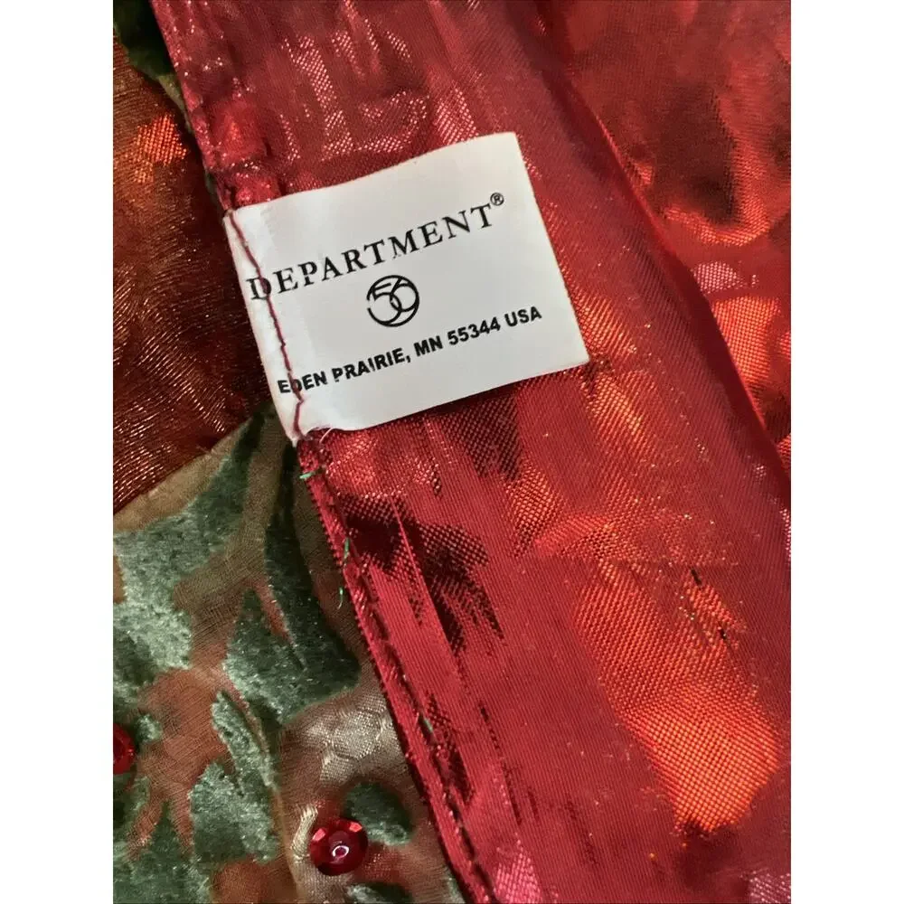 Dept 56 Christmas Table Runner Patchwork Tassels Holiday 70” Department 56